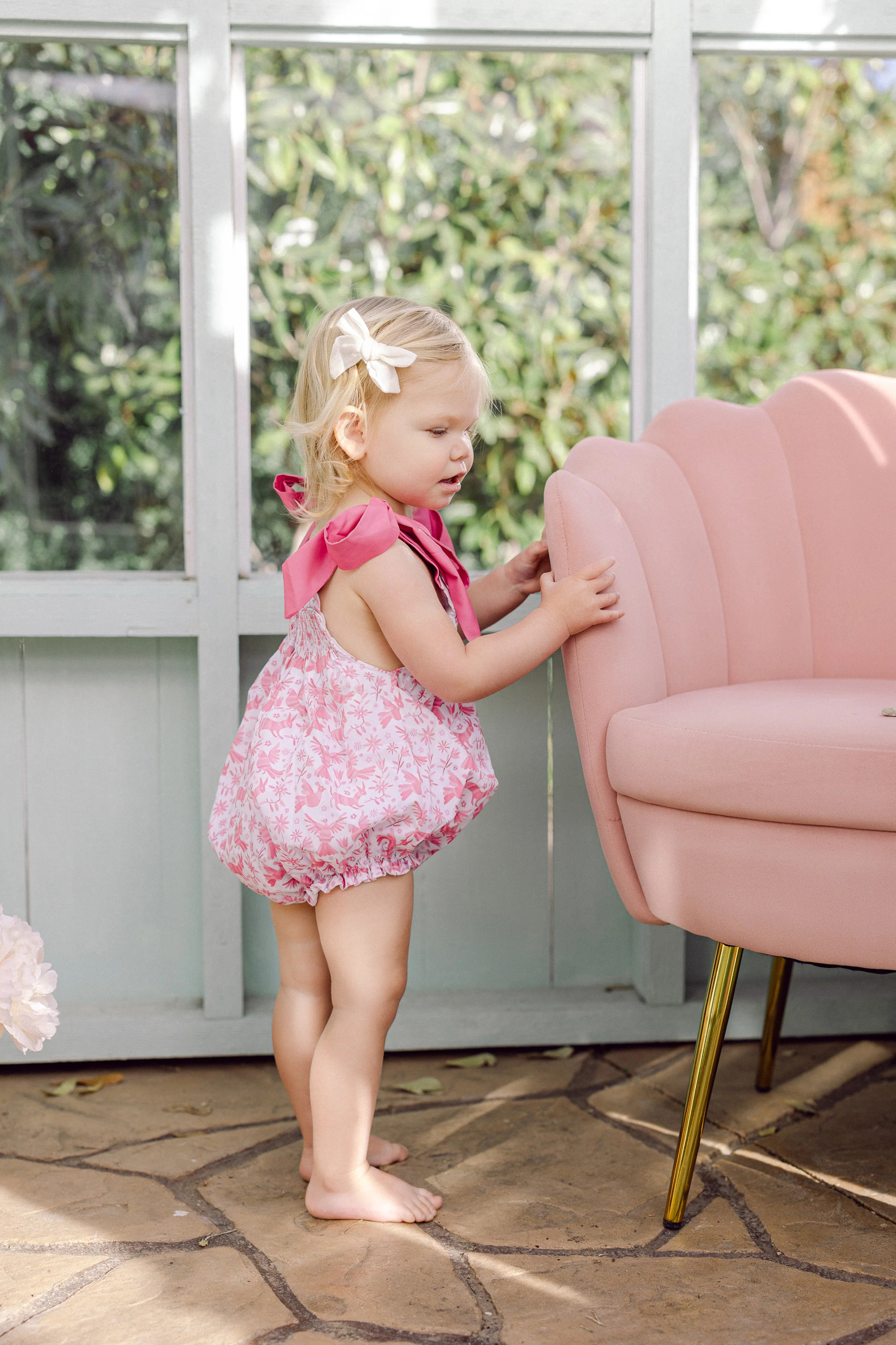 Pink Otomi Smocked Bubble | Poppy Kids Co