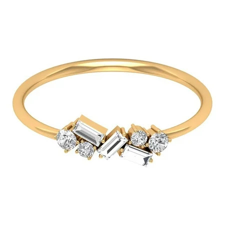 1/4 CT Diamond Cluster Ring for Women 14K Yellow Gold Size:US 3.00 | Walmart (US)