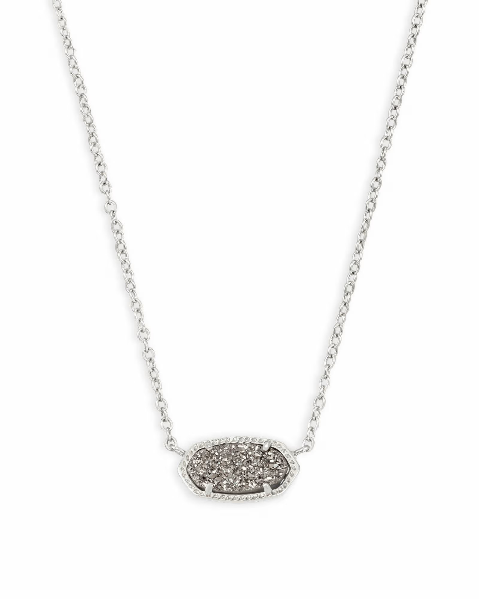 Elisa Silver Pendant Necklace in Platinum Drusy | Kendra Scott