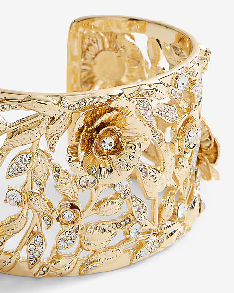 Rhinestone Flower Cuff Bracelet | Express