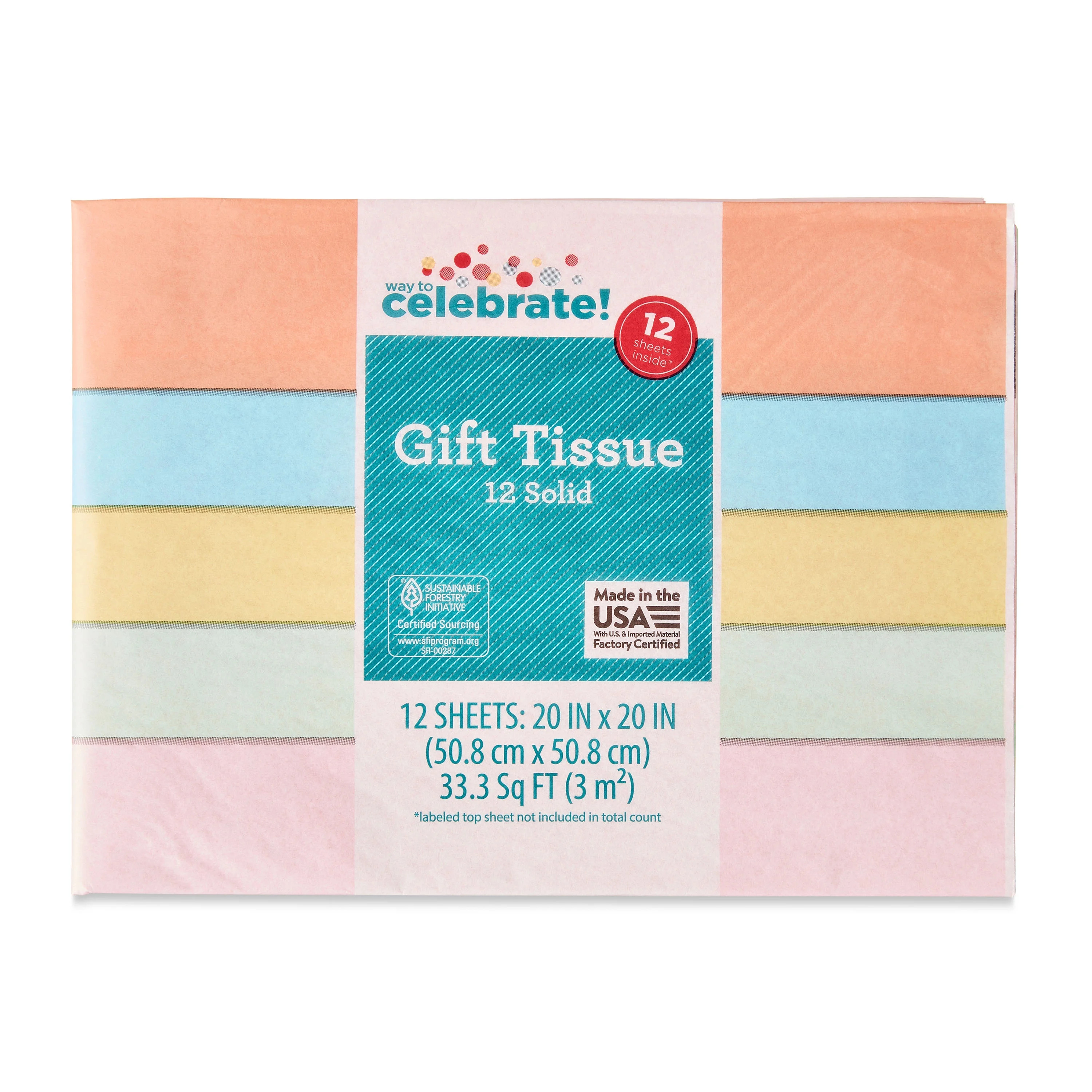 Multicolor Pastel Tissue Paper, 12 Count, by Way To Celebrate | Walmart (US)