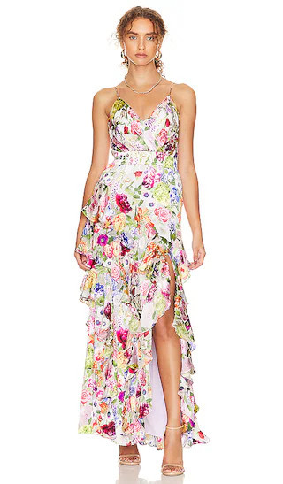 Hayden V-neck Front Split Dress in Flower Shop | White Floral Dress | Floral Maxi Dress Floral Gown | Revolve Clothing (Global)