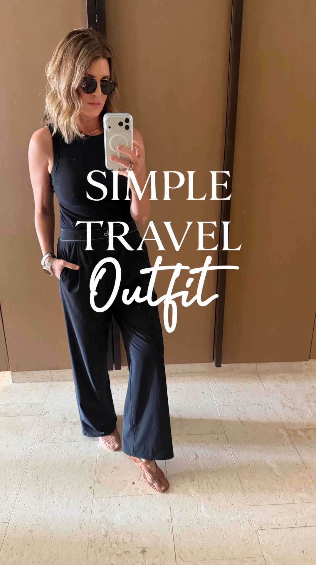 Simple and comfortable travel outfit. I’m wearing a small regular length pant and size 6 tees 

#LTKTravel #LTKSaleAlert #LTKOver40