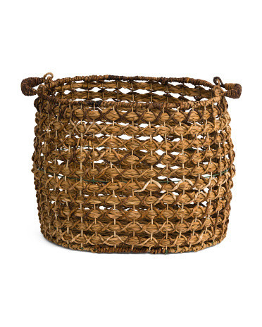 15In Small Weave Oval Bloated Basket With Handles | TJ Maxx