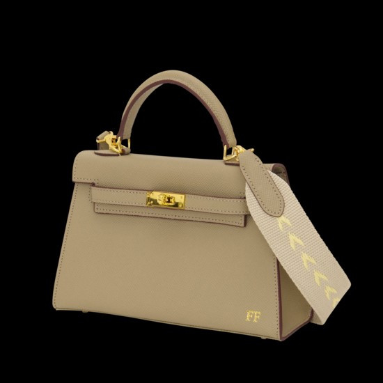Lily & Bean Hettie Mini Bag with Fabric Strap - Khaki with Initials | Lily and Bean