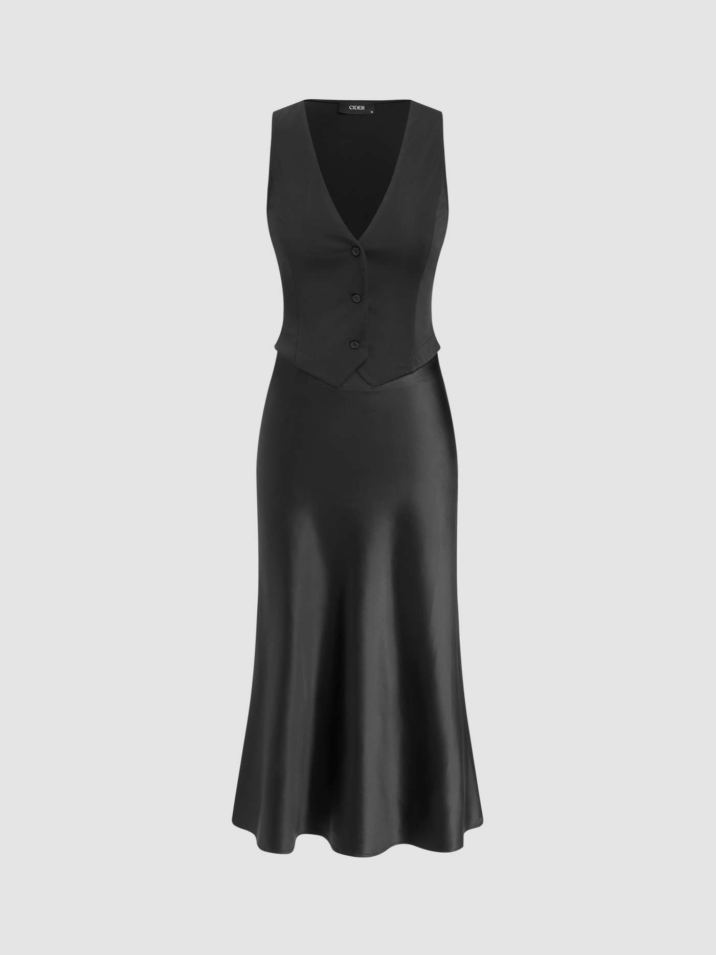 Woven V-neck Solid Sleeveless Blazer Maxi Dress | Cider