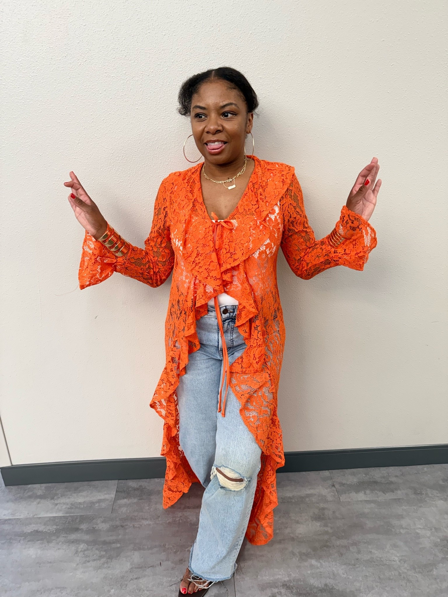 Thinking about getting the chocolate brown lace cardigan for the fall because I got so many compliments on this orange one!

#LTKootd #LTKSeasonal #LTKOver40