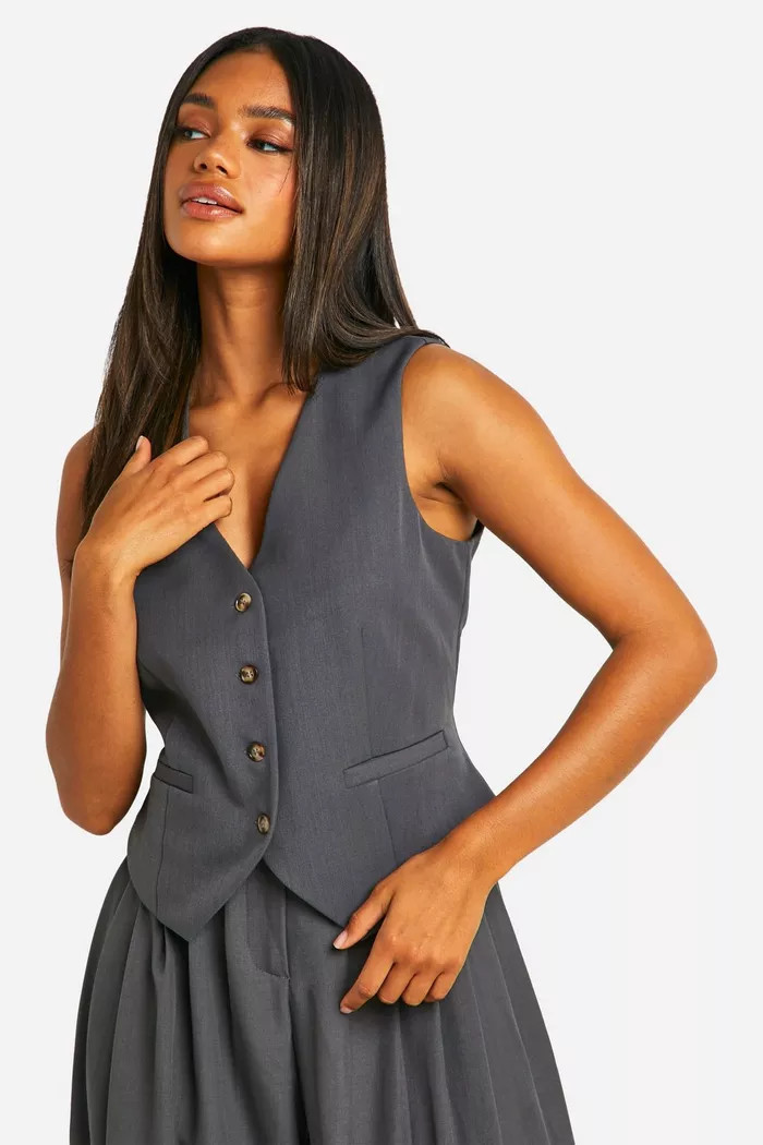 Marl Mock Horn Fitted Waistcoat | Boohoo.com (UK & IE)