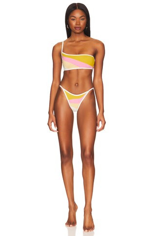L*SPACE Daybreak Bikini Bottom in Sunshine Gold, Guava, Golden Hour, & Cream from Revolve.com | Revolve Clothing (Global)