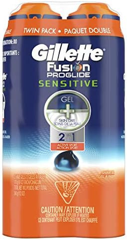 Gillette Fusion ProGlide 2 in 1 Shave Gel, Sensitive, Twin Pack, 6 Oz each, (Total of 12 Oz) | Amazon (US)