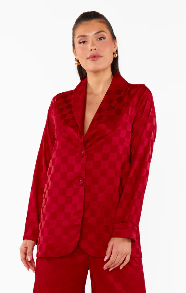 Felix Blazer ~ Red Checkerboard Satin | Show Me Your Mumu