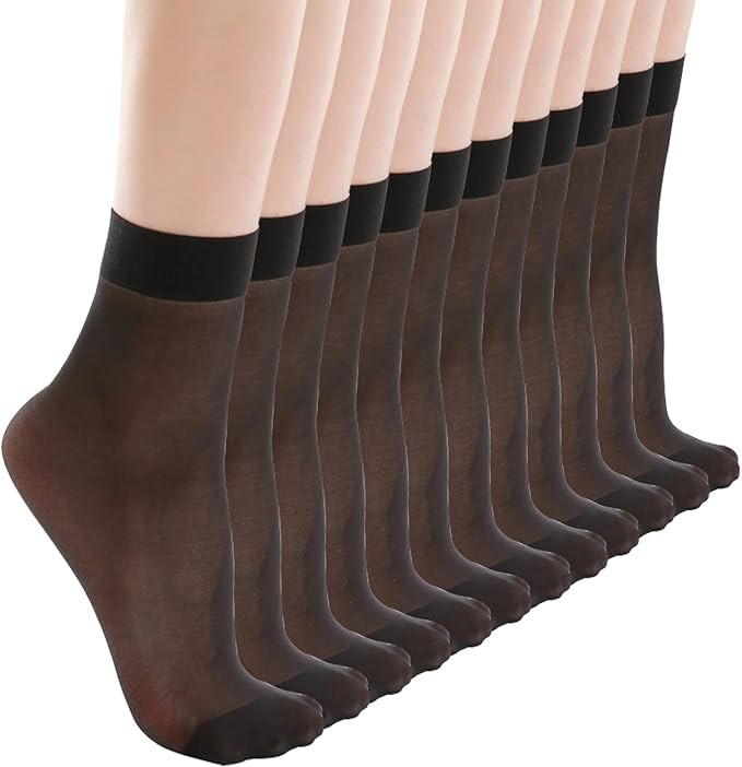 ZIHUA 12 Pairs Nylon Pop Socks for Women Ankle High, 15 Denier Reinforced Toes Silk Sheer Socks W... | Amazon (UK)