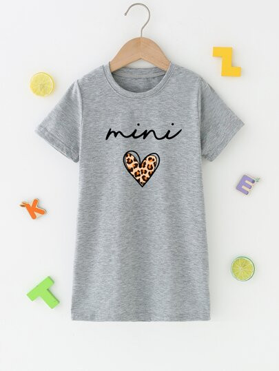 Toddler Girls 1pc Letter & Heart Print Tee Dress | SHEIN