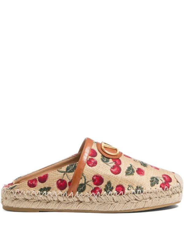 Valentino Garavani 25mm VLogo Signature Cherryfic-motif Espadrilles | Neutrals | FARFETCH | Farfetch Global