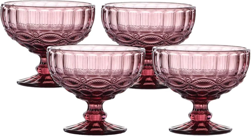 VanEnjoy Green Vintage Pressed Pattern Glass Ice Cream Cups/Dessert Bowls - Set of 4,12 Oz | Amazon (US)