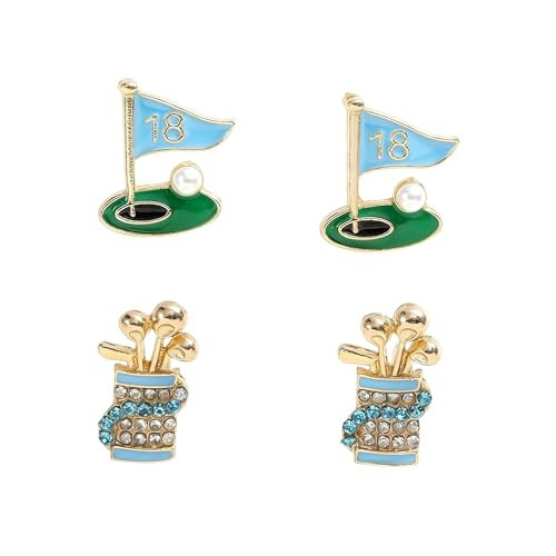 2 Pairs of Golf Earrings Studs Sets for Women, Fashion Sports Earring Studs Stackable Golf Jewelry for Women Game Day Earrings Outfits Gifts (Blue) | Amazon (US)
