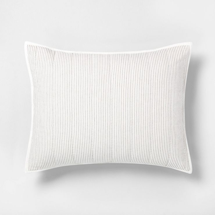 Microstripe Pillow Sham Cream/Gray - Hearth & Hand™ with Magnolia | Target