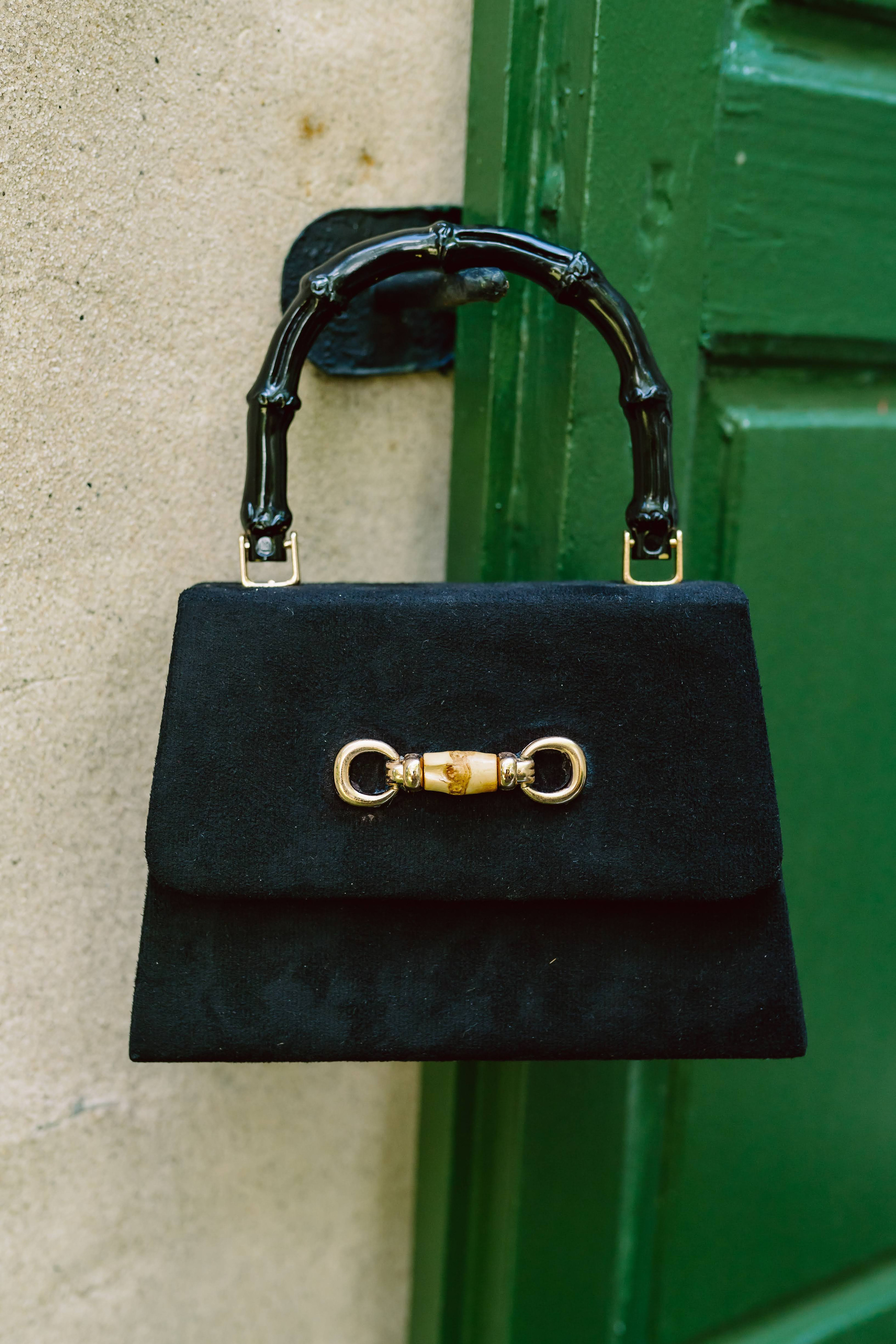 Lulu Black Suede - Bamboo Toggle - Black Bamboo Handle | Lisi Lerch Inc