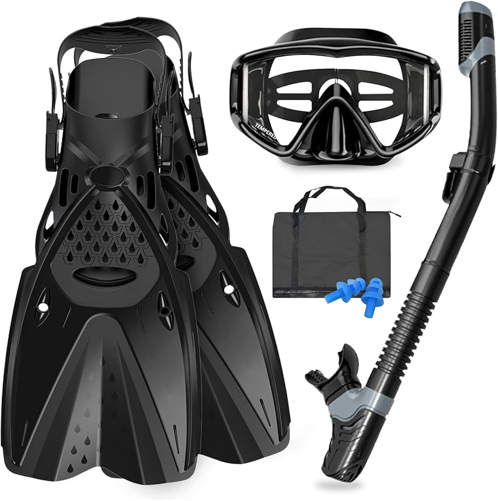 Mask Fins Snorkeling Gear for Adults Men Women, Swim Goggles 180° Panoramic View Diving Mask Ant... | Amazon (US)