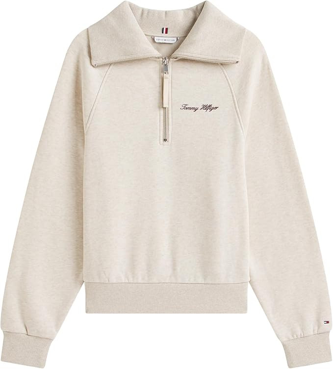 Tommy Hilfiger Sudadera con Cremallera Mujer Classic Script Fleece Media Cremallera | Amazon (ES)