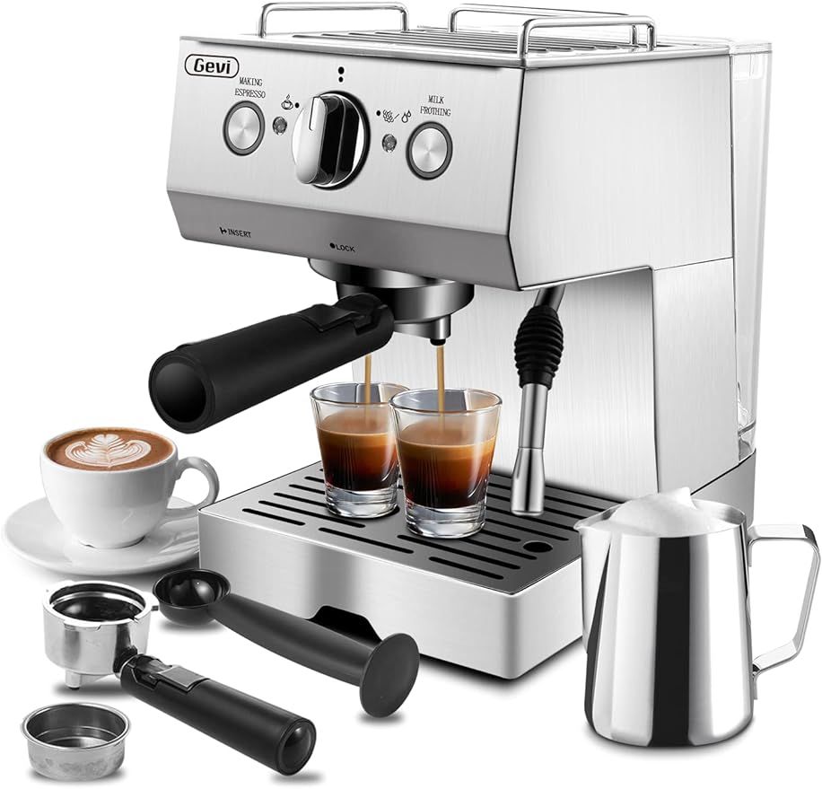 Gevi 15 Bar Espresso Machine, Espresso and Cappuccino Machine for Home, with Manual Milk Frother ... | Amazon (US)