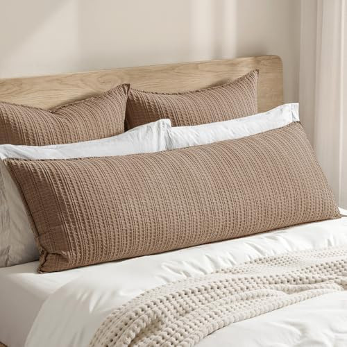 Woaboy 100% Cotton Waffle Weave Body Pillowcase, 1 Pack 20x54 Decorative Body Pillow Cover for Be... | Amazon (US)