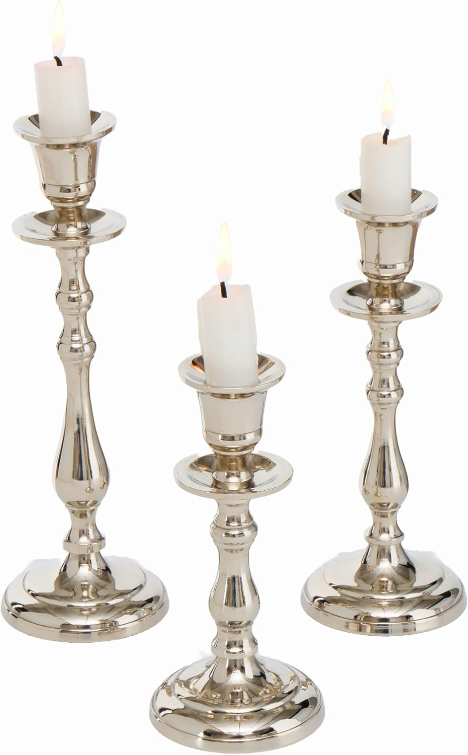 Silver Taper Candle Holders, Set of 3 Candlestick Holders | Amazon (US)