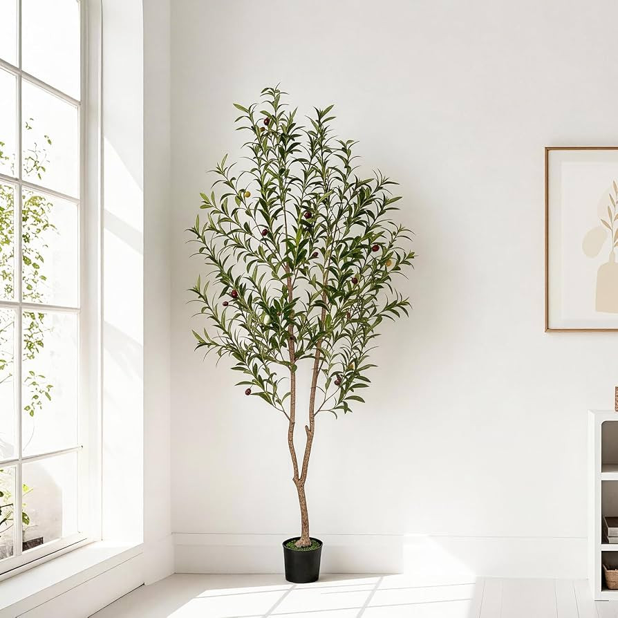 VIVATREES Artificial Olive Tree, 6FT Tall Faux Olive Tree with Pot, Artificial Plants with Natura... | Amazon (US)