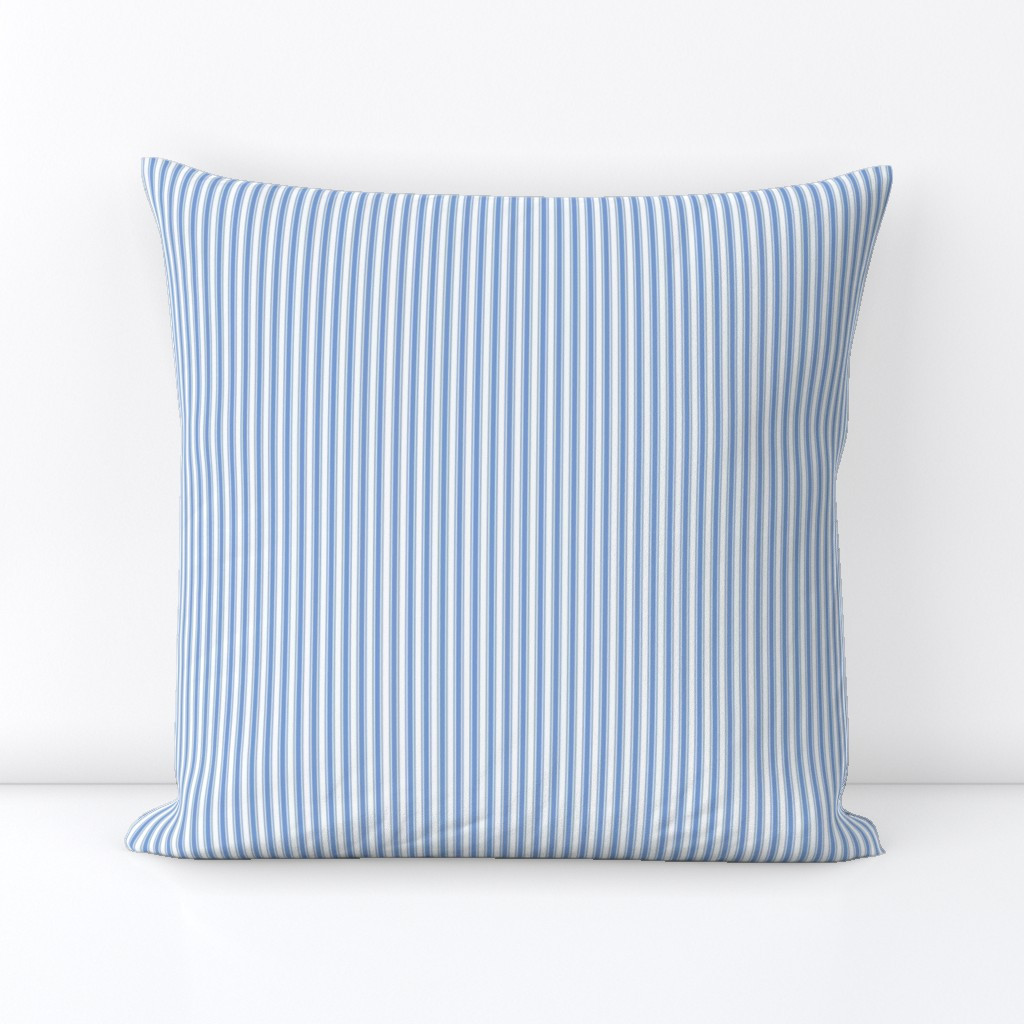 cornflower blue ticking stripes Square Throw Pillow Cover bymisstiina | Spoonflower