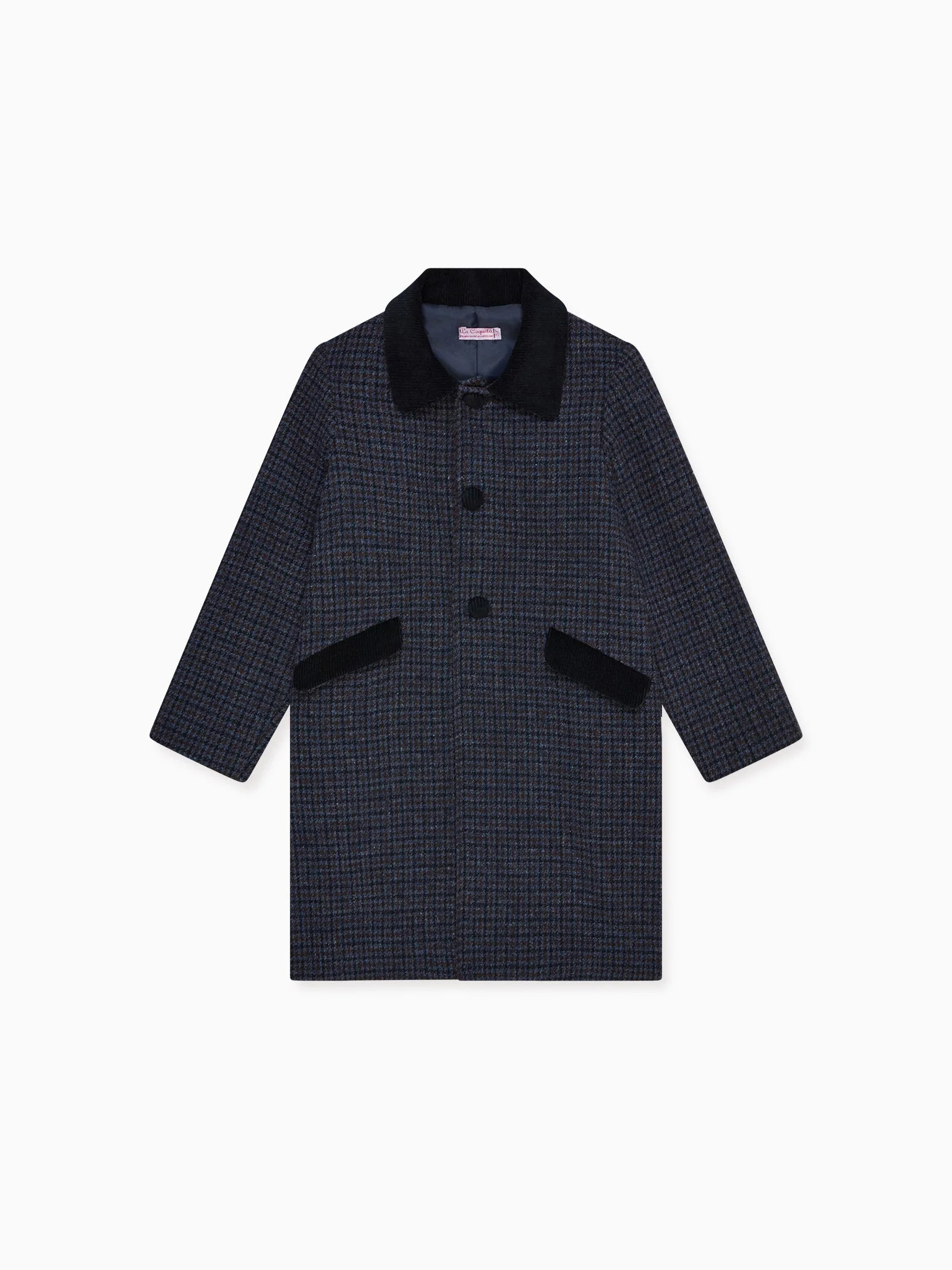 Navy Check Nardo Wool Boy Coat | La Coqueta (US)
