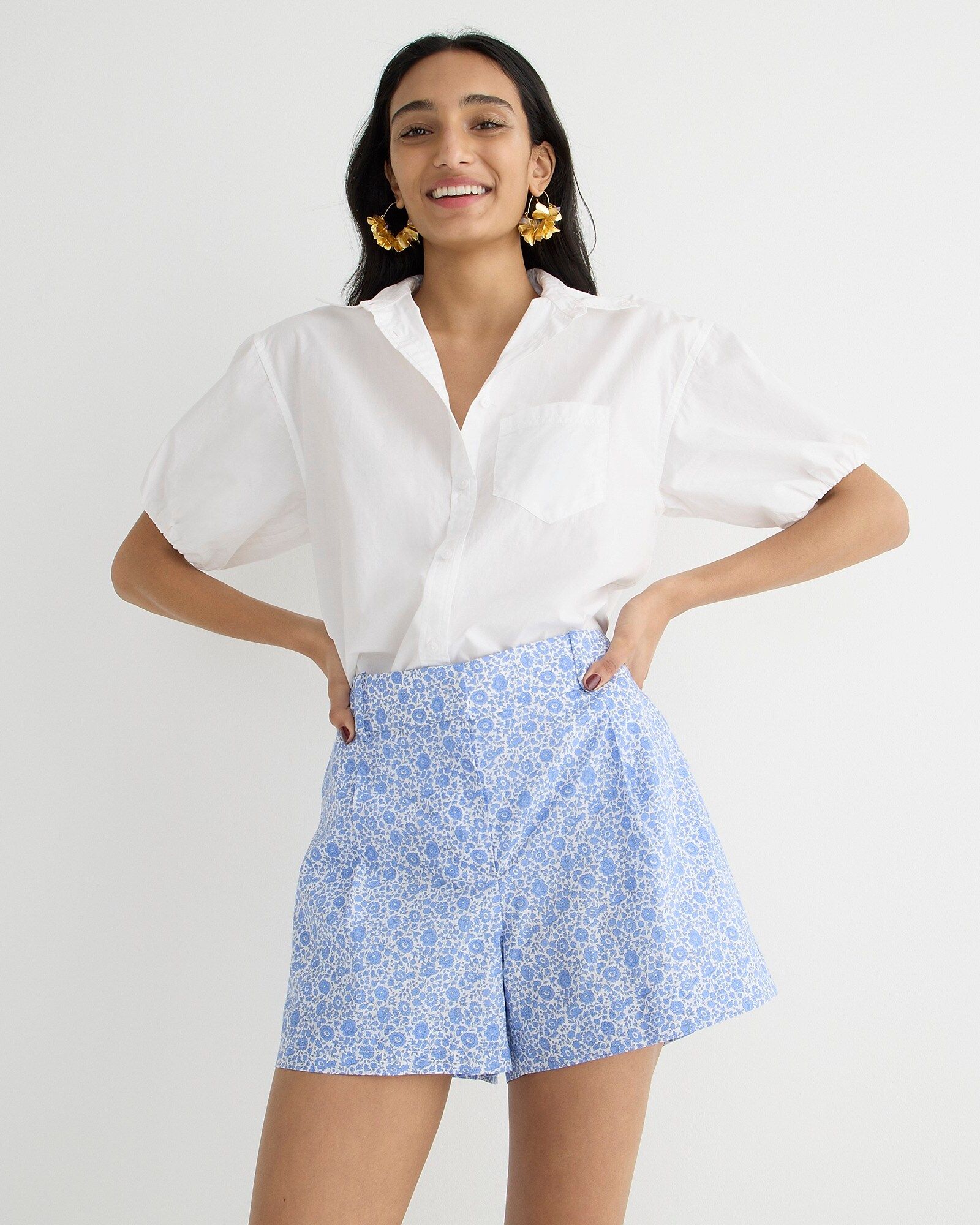 Limited-edition high-rise pleated short in Liberty® D'Anjo Coast fabric | J.Crew US