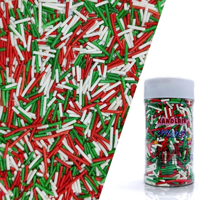 Red & White & Green Christmas Jimmy Sprinkles Edible Mix Size Jimmies Cake Decorations Soft Jimmi... | Amazon (US)