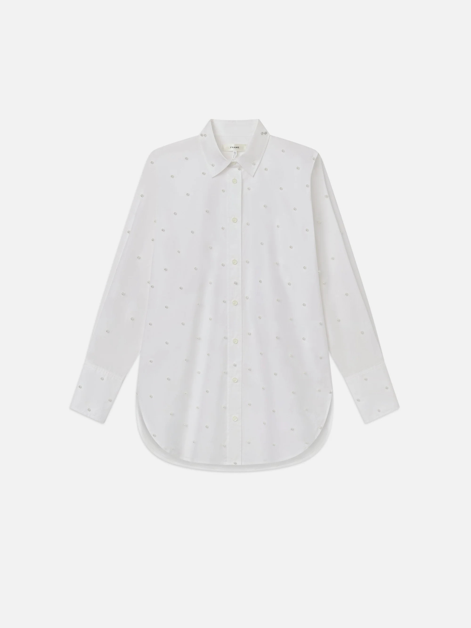 The Oversized Pearl Shirt  in  White | Frame Denim