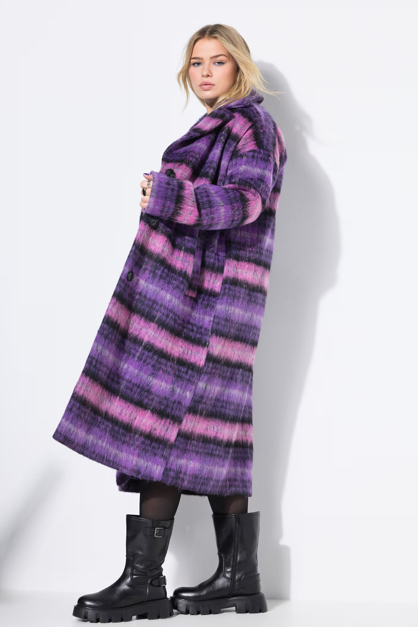 Oversized Plaid Coat | Ulla Popken - US