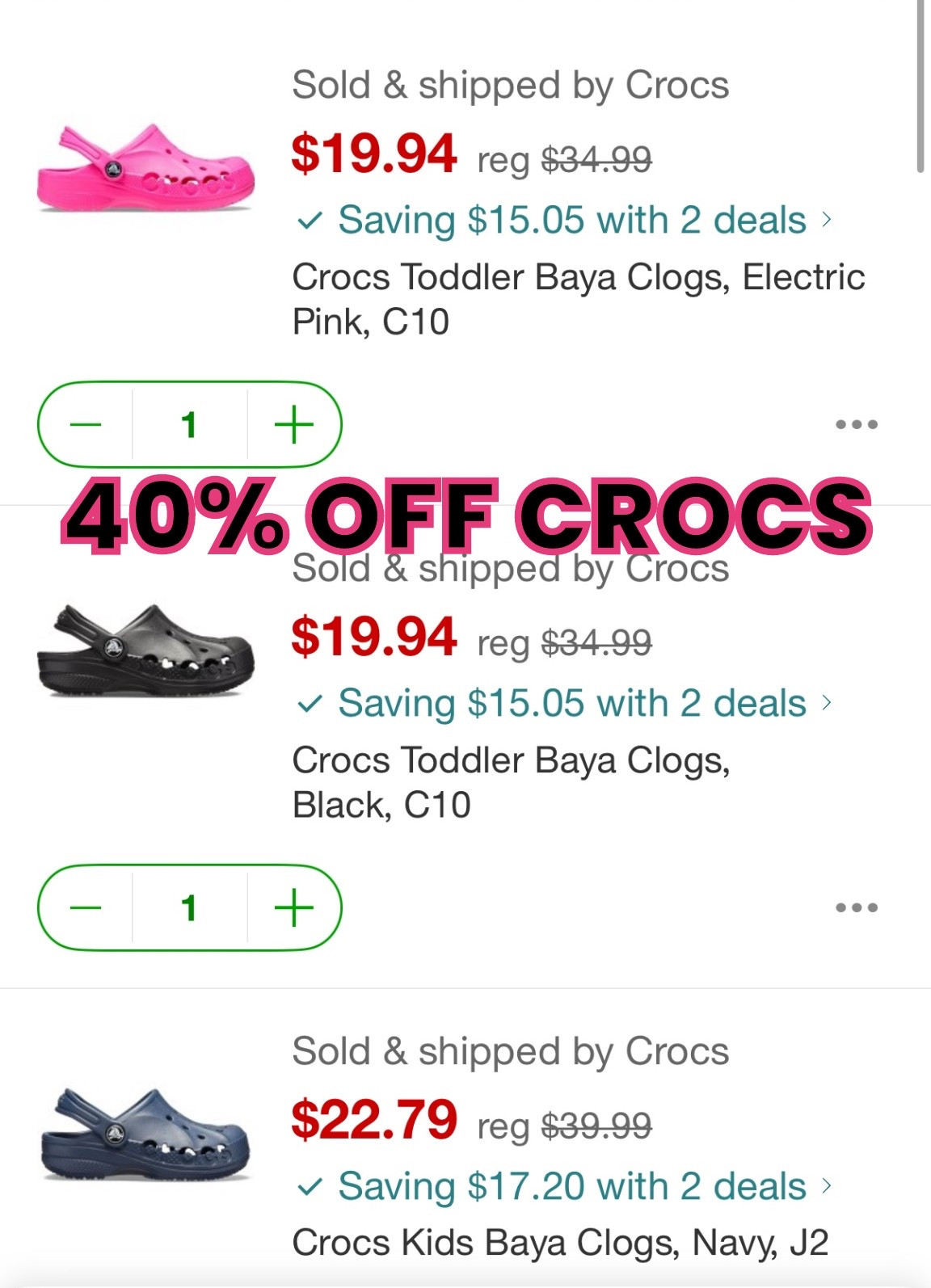 Crocs are 40% off today at target! Grab a pair before they sell it! My kids are each getting a pair for this summer. ￼