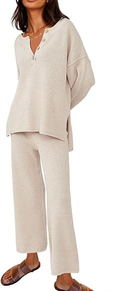 LILLUSORY Trendy 2 Piece Outfits Oversized Slouchy 2022 Winter Matching Lounge Sets Cozy Knit Lou... | Amazon (US)