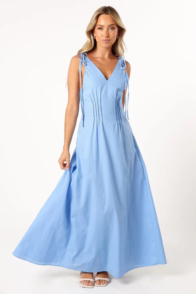 Lainey Tie Maxi Dress - Blue | Petal & Pup (US)