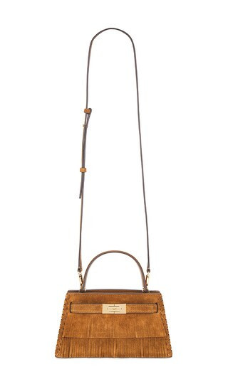 Tory Burch Lee Radziwill Fringe Mini Top Handle Bag in Toffee in Toffee. | Revolve Clothing (Global)