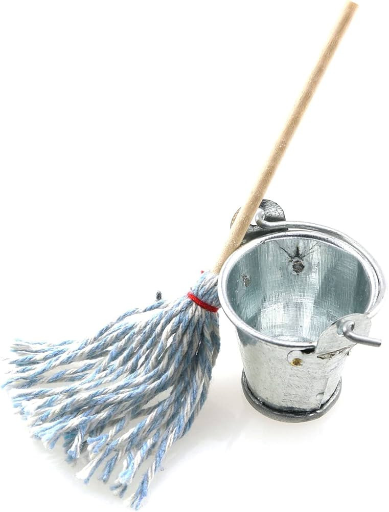 Mini Cleaning SetFloor Mop with Galvanized Bucket TAODAN 1Set Miniature 1:12 Scale Fairy Garden F... | Amazon (US)