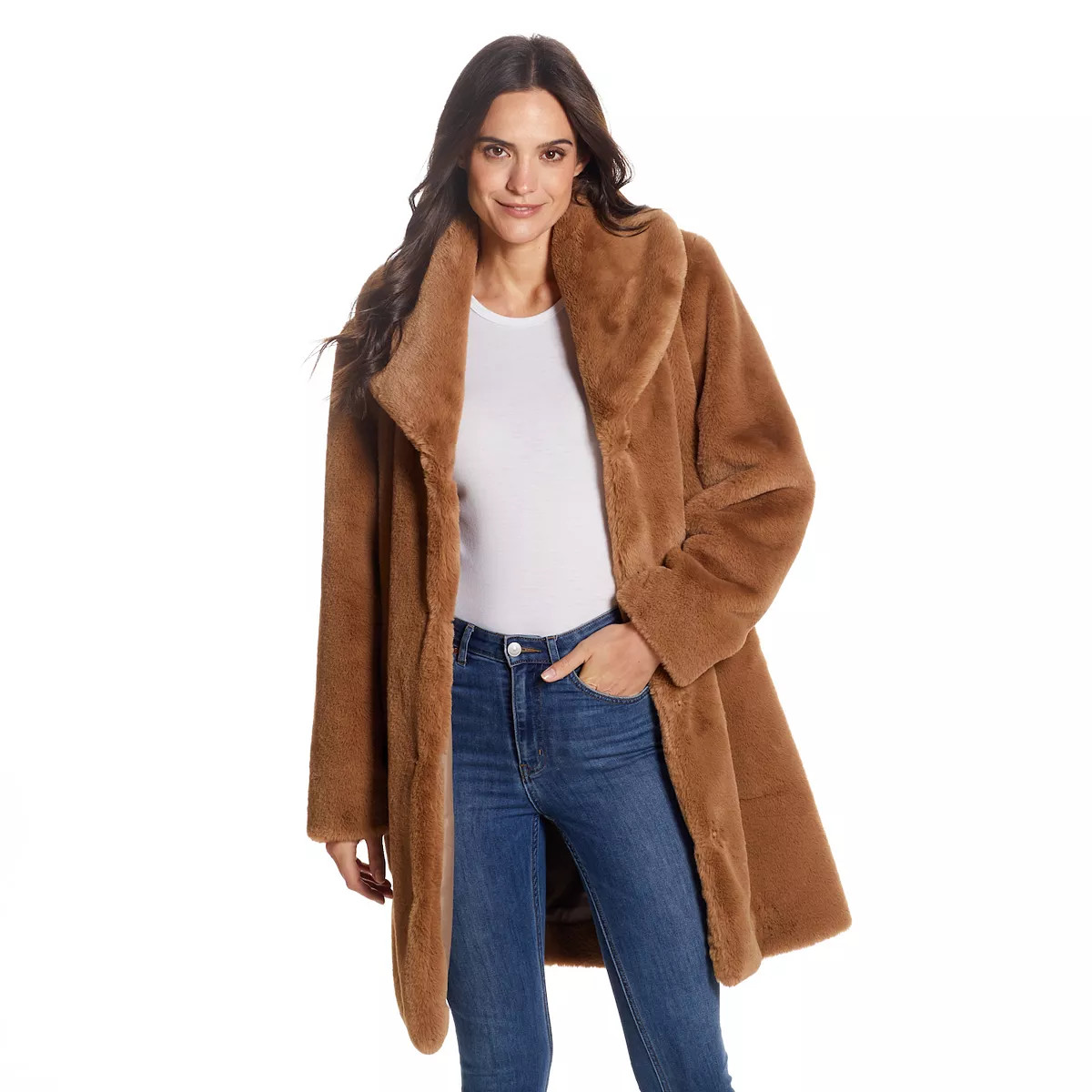 Women's Gallery Faux Fur Shawl Collar Coat | Kohl's
