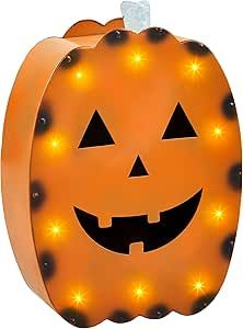 Mud Pie Tin Pumpkin Lantern, Orange, 11.75" x 8" | Amazon (US)