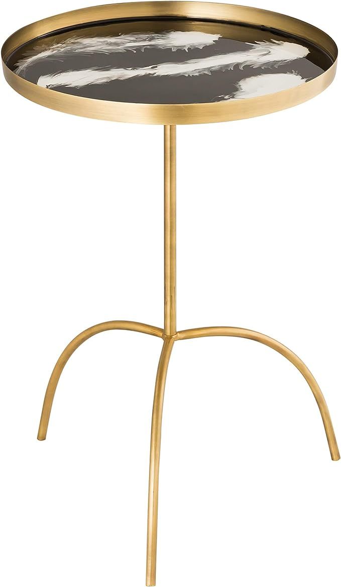 TOV Furniture Modern Enamel Top Living Room Accent Table with Gold Iron Legs, White/Black | Amazon (US)