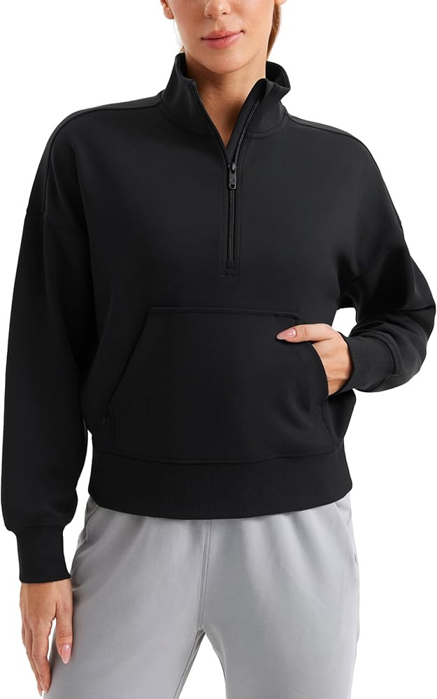 CRZ YOGA SoftAura Half Zip Sweatshirt for Women - Pullover Workout Casual Funnel Neck Sweat Shirt... | Amazon (US)