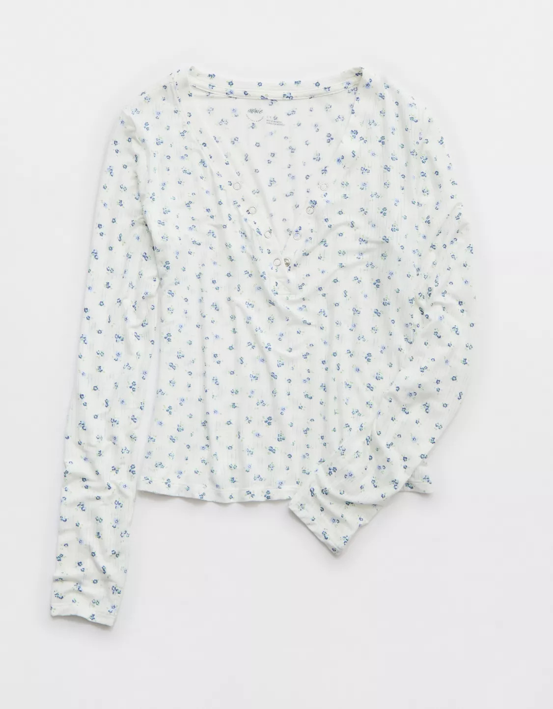 Aerie Superchill® Modal Rib Long Sleeve Henley T-Shirt | Aerie