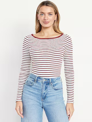 Snug Long-Sleeve Boat-Neck T-Shirt | Old Navy (US)