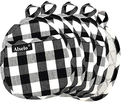 Alselo Pot Holder Set of 5 Heat Resistant Potholder, Professional Baking Food Safe Hot Pat Cotton... | Amazon (US)