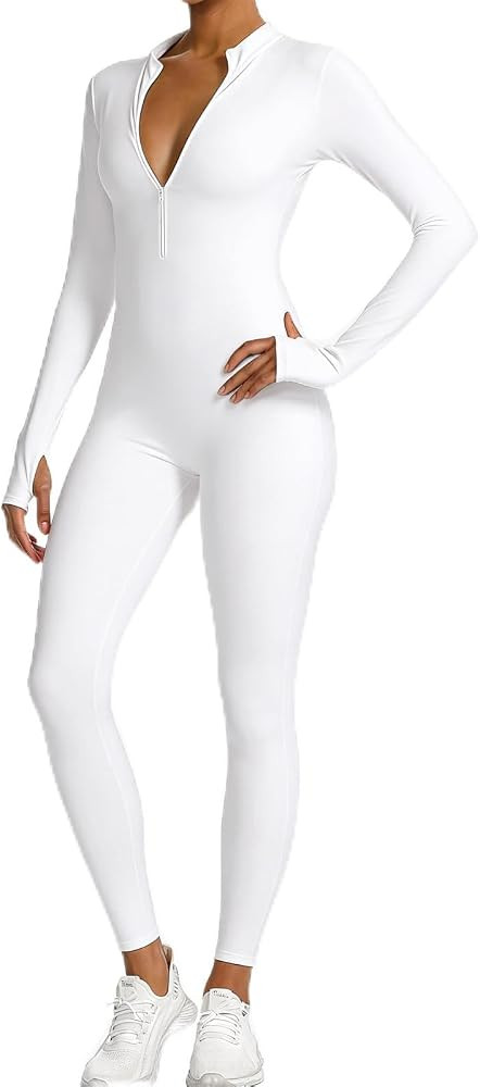 speerise Women Long Sleeve Jumpsuit Workout Bodycon Romper with Pants Zip Up Unitard Sexy One Pie... | Amazon (US)