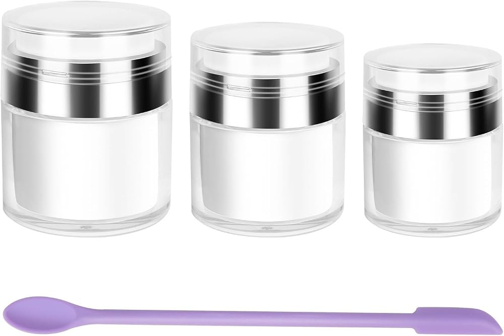 Airless Pump Jars Refillable Cosmetic Moisturizer Pump Botttles Travel Size for Cream, Gels and L... | Amazon (US)