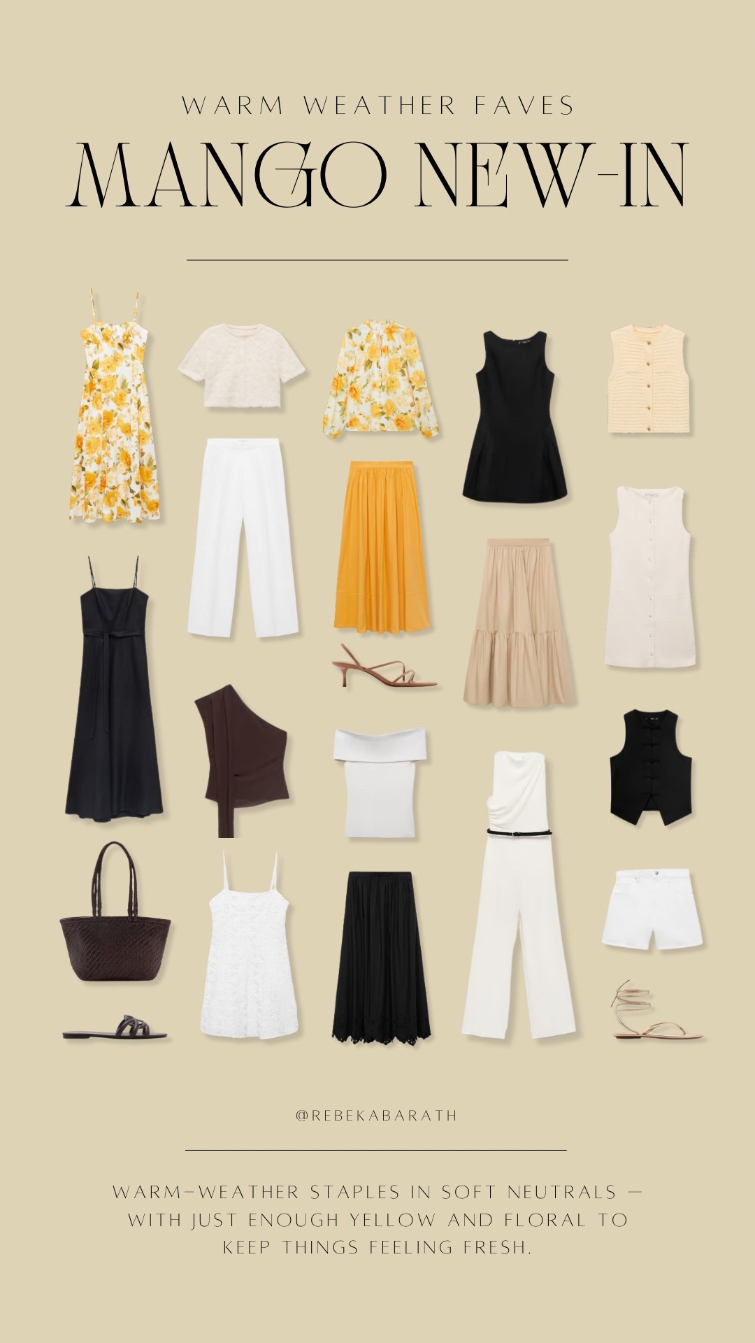 Mango New-In // warm weather staples in soft neutrals — with just enough yellow and floral to keep things feeling fresh. 

high-street picks | mango edit | summer style | what to wear | neutral fashion | city outfits 

#LTKFindsUnder100 #LTKStyleTip #LTKSeasonal