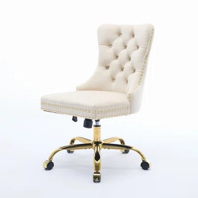 Furniture Office Chair,Modern Velvet Upholstered Tufted Button Home Office Chair With Golden Metal Base,Adjustable Desk Chair Swivel Office Chair | Wayfair North America